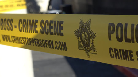 Police Line Crime Scene - do not cross tape - LAS VEGAS-NEVADA, OCTOBER 11, 2017のeditorial素材