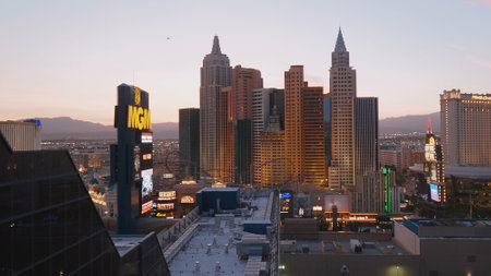 Amazing evening view over New York New York Hotel and Casino in Las Vegas - LAS VEGAS-NEVADA, OCTOBER 11, 2017のeditorial素材