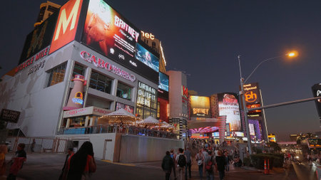 Las Vegas strip in the evening - busy place - LAS VEGAS-NEVADA, OCTOBER 11, 2017のeditorial素材