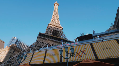 The Eiffel Tower at Paris Las Vegas Hotel and Casino - LAS VEGAS-NEVADA, OCTOBER 11, 2017のeditorial素材