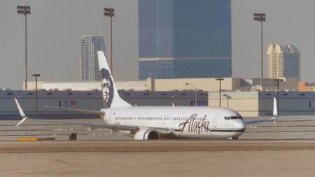Alaska airlines at Las Vegas International Airport - LAS VEGAS-NEVADA, OCTOBER 11, 2017のeditorial素材