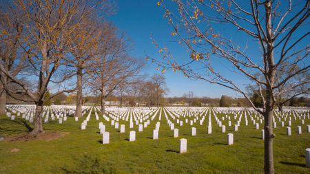The graves at Arlington Cemetery in Washington DC - WASHINGTON, USA - APRIL 8, 2017