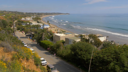 Aerial view over the beach of Malibu - MALIBU, USA - MARCH 29, 2019のeditorial素材