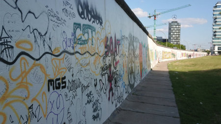 The remains of the famous Berlin Wall in Germany - CITY OF BERLIN, GERMANY - MAY 21, 2018のeditorial素材