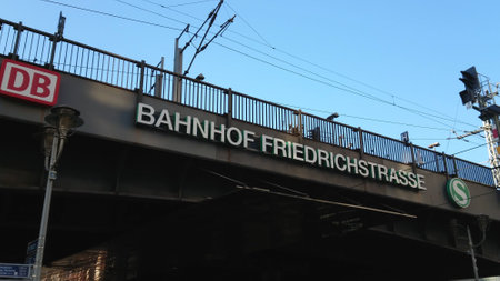 Street view at train station Friedrichstrasse in Berlin - CITY OF BERLIN, GERMANY - MAY 21, 2018のeditorial素材