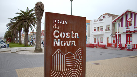 Costa Nova Beach at Aveiro - CITY OF AVEIRO, PORTUGAL - OCTOBER 17, 2019のeditorial素材