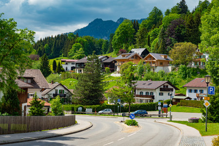 Typical houses in Bavaria - the German Alps - ETTAL, BAVARIA - MAY 26, 2020のeditorial素材