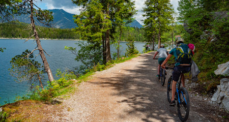 Bike tour through the wonderful nature of the Alps - GRAINAU, GERMANY - MAY 26, 2020のeditorial素材