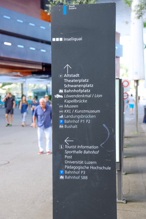 Inseli Quay district at Lake Lucerne in Switzerland - LUCERNE, SWITZERLAND - AUGUST 16, 2020のeditorial素材