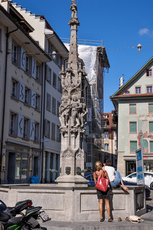 Historic district of the city of Lucerne in Switzerland - LUCERNE, SWITZERLAND - AUGUST 16, 2020のeditorial素材