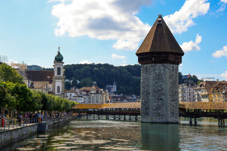 Historic district of the city of Lucerne in Switzerland - LUCERNE, SWITZERLAND - AUGUST 16, 2020のeditorial素材