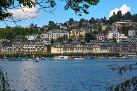 Lake Lucerne in Switzerland also called Vierwaldstaetter See in Switzerland - LUCERNE, SWITZERLAND - AUGUST 16, 2020のeditorial素材