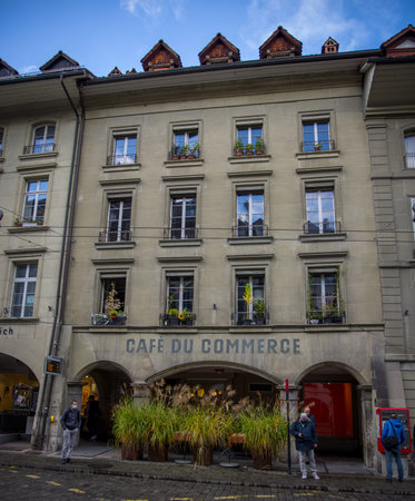 Beautiful mansions in the historic district of Bern - COUNTY OF BERN. SWITZERLAND - OCTOBER 9, 2020