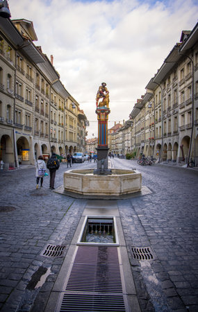 Wonderful historic city center of Bern in Switzerland - COUNTY OF BERN. SWITZERLAND - OCTOBER 9,...
