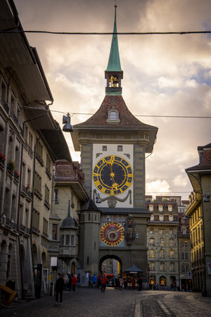 Famous Zytglogge Tower in the city of Bern - COUNTY OF BERN. SWITZERLAND - OCTOBER 9, 2020のeditorial素材