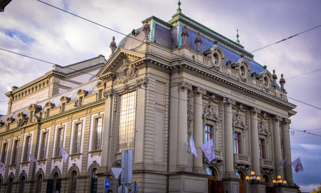 City Theater Bern in the historic old town - COUNTY OF BERN. SWITZERLAND - OCTOBER 9, 2020のeditorial素材