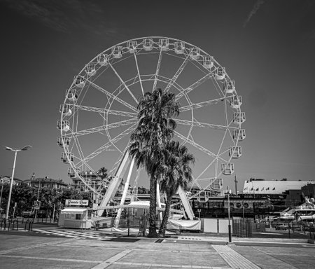 Ferris wheel in Cannes at the Croisette - CITY OF CANNES, FRANCE - JULY 12, 2020のeditorial素材