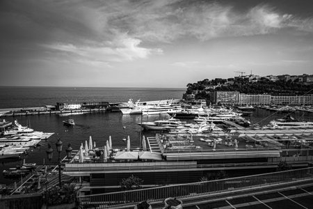Harbor of Monte Carlo in Monaco - CITY OF MONTE CARLO, MONACO - JULY 11, 2020のeditorial素材