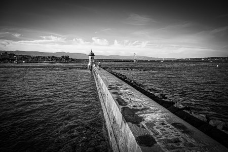Lake Geneva Beach in the city of Geneva - GENEVA, SWITZERLAND - JULY 8, 2020のeditorial素材