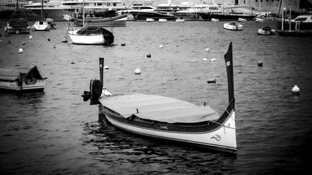 Small boats and gondolas in the city of Valletta - MALTA, MALTA - MARCH 5, 2020のeditorial素材