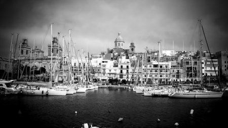 Valletta Grand Harbour district on a sunny day - MALTA, MALTA - MARCH 5, 2020のeditorial素材