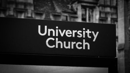University Church in Oxford in England in black and white - OXFORD, UNITED KINGDOM - DECEMBER 31, 2019のeditorial素材