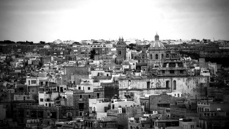 Aerial view over the 3 cities in Valletta Malta from Barrakka Gardens - MALTA, MALTA - MARCH 5, 2020のeditorial素材