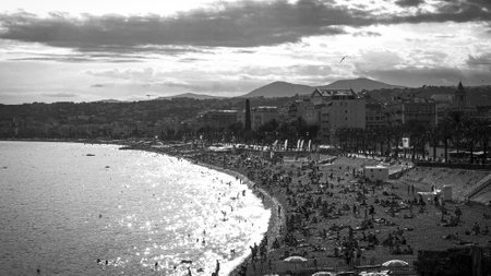 Beautiful seafront of Nice at the Cote D Azur - CITY OF NICE, FRのeditorial素材