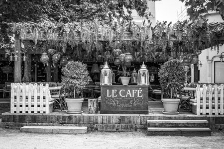 Beautiful Cafe in Saint Tropez- ST TROPEZ. FRANCE - JULY 13, 2020のeditorial素材