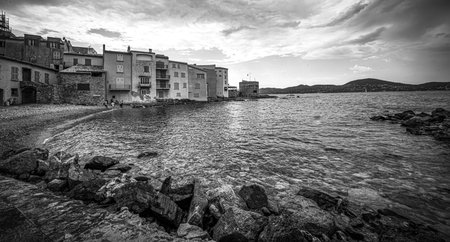 Typical view in the historic district of Saint Tropez- ST TROPEZ, FRANCE - JULY 13, 2020のeditorial素材