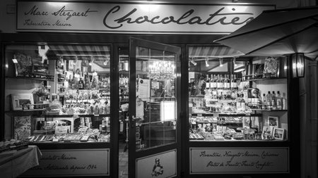 Chocolate House in the historic district Sainte Maxime- ST MAXIMのeditorial素材