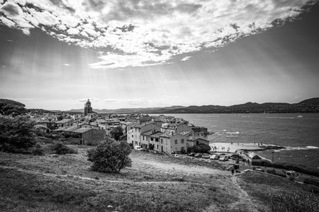 Beautiful view over Saint Tropez from the fortress - ST TROPEZ, FRANCE - JULY 13, 2020のeditorial素材