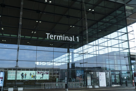 Berlin Brandenburg Airport BER in Berlin - CITY OF BERLIN, GERMANY - MARCH 11, 2021のeditorial素材