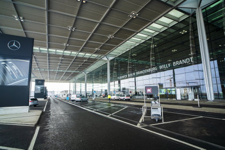 Berlin Brandenburg Airport BER in Berlin - CITY OF BERLIN, GERMANY - MARCH 11, 2021のeditorial素材