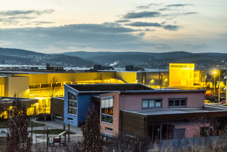 Main Amazon Logistics Center in Germany Bad Hersfeld - CITY OF BAD HERSFELD, GERMANY - MARCH 11, 2021のeditorial素材