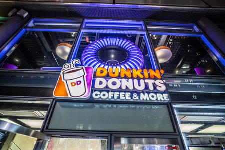 Dunkin Donuts Coffee and more - CITY OF BERLIN, GERMANY - MARCH 11, 2021のeditorial素材