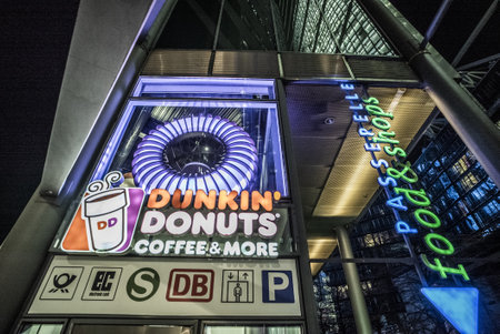 Dunkin Donuts Coffee and more - CITY OF BERLIN, GERMANY - MARCH 11, 2021のeditorial素材