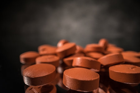 Ibuprofen tablets in close up view - CITY OF FRANKFURT, GERMANY - MARCH 23, 2021のeditorial素材