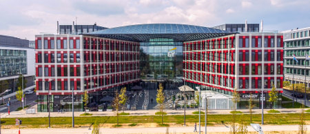 EY building in the financial district in the city of Luxemburg - LUXEMBURG CITY, LUXEMBURG - APRIL 30, 2021のeditorial素材