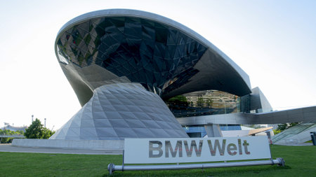 BMW World building at BMW headquarter Munich - MUNICH, GERMANY - JUNE 03, 2021のeditorial素材