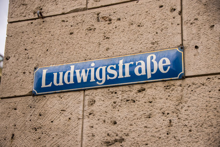 Street sign Ludwig Street in Munich - CITY OF MUNICH, GERMANY - JUNE 03, 2021のeditorial素材