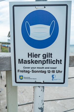 Cover your mouth and nose sign - CITY OF LUBECK, GERMANY - MAY 10, 2021のeditorial素材