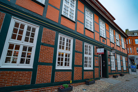 Beautiful old houses in the historic district of Stade in Germany - CITY OF STADE , GERMANY - MAY 10, 2021のeditorial素材