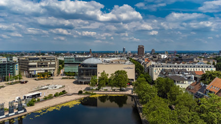Media Park in the city of Cologne from above - CITY OF COLOGNE GERMANY - JUNE 25, 2021のeditorial素材