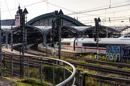 ICE Train at Cologne Central station - CITY OF COLOGNE, GERMANY - JUNE 25, 2021