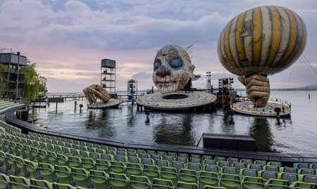 The floating stage on Lake Constance at Bregenz Performing Arts Festival - BREGENZ, AUSTRIA, EUROPE...