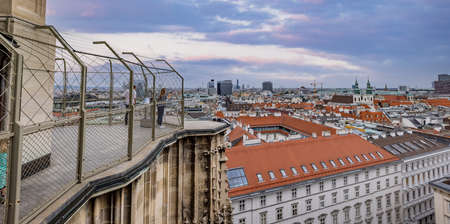 View over the city of Vienna from the top of St Stephans Cathedral - VIENNA, AUSTRIA, EUROPE - AUGUST 1, 2021のeditorial素材