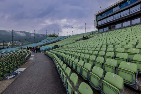 The seating stands at Open Air Bregenz Performing Arts Festival - BREGENZ, AUSTRIA, EUROPE - JULY 28, 2021のeditorial素材