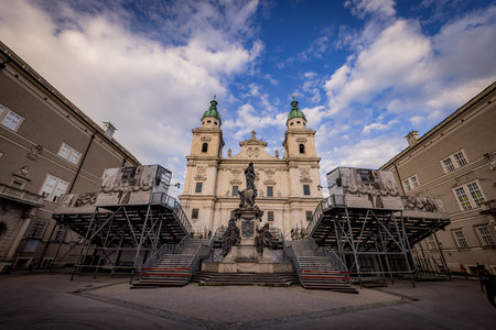 Salzburg Cathedral in the old town - SALZBURG, AUSTRIA, EUROPE - AUGUST 3, 2021のeditorial素材