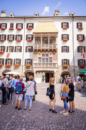 The historic district of Innsbruck with beautiful pedestrian zone and market square - INNSBRUCK,...